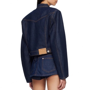 Chaqueta Vaquera al por Mayor OEM, Chaqueta Vaquera Azul sin Elástico con Bordado Personalizado para Mujer - Product Image 3