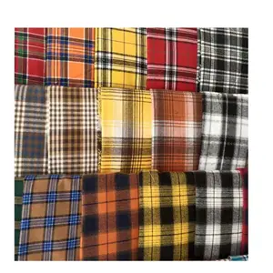 Keqiao warehouse stocks 60%cotton 40%polyester yarn dyeing brushed fabric check designs CVC yarn dyeing flannel fabric for shirt