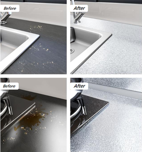 Kertas dinding berperekat pola daun perak, lapisan Foil aluminium PVC tahan air minyak untuk dekorasi furnitur dapur gratis sampel - Product Image 2