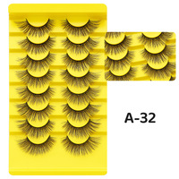 8 paires de faux cils naturels et denses, bande complète, cils effilés, réutilisables, logo personnalisé, vente en gros, cils de maquillage