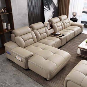 प्रोजेक्टर स्पीकर बहुक्रियाशील आधुनिक असबस्टर्ड चमड़े के सोफे सेट कोने संयोजन एल-आकार के सोफा - Product Image 4