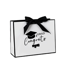 Sac en papier cadeau écologique avec logo personnalisé, Caja Regalo, souvenir de cérémonie de remise des diplômes, ruban en satin de luxe, emballage de fête, sac fourre-tout