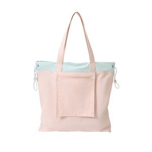 Bolsa de Mano Plegable Resistente al Agua con Cordón de Nylon, Bolsa de Hombro con Contraste en Colores Pastel y Bolsillo Frontal para Compras, Gimnasio y Viajes - Product Image 1
