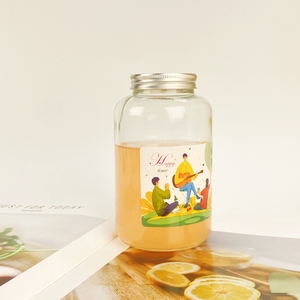Prix de gros vide rond large bouche 500ml café lait thé limonade boisson bouteille de jus avec couvercle de paille pour café infusé à froid - Product Image 1