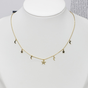 Nouveau collier ras du cou en laiton brillant pour femmes avec breloques de chaîne à maillons papillon/étoile/lune/cercle pour cadeau - Product Image 6