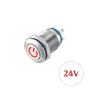 Interruptor de botón de arranque de motor de coche, lámpara de metal momentáneo impermeable de 12mm, led