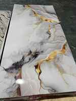Panneau mural en PVC brillant MORLENX, imitation marbre onyx blanc, gris, champagne et or, pour décoration intérieure de luxe