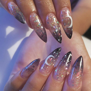 <span class=keywords><strong>Faux</strong></span> <span class=keywords><strong>ongles</strong></span> à presser pour Halloween, longs et pointus, avec étoile de lune, style français, nail art portable, application <span class=keywords><strong>facile</strong></span> pour les doigts. - Product Image 4