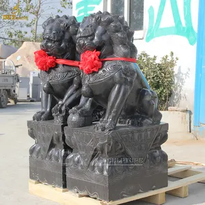 Tiananmen-estatua tradicional china de perros Fu, escultura de Leones cuadrados de mármol - Product Image 2