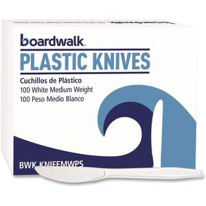 Couteau jetable en polystyrène de poids moyen Boardwalk BWK KNIFEMWPS blanc (100/boîte) - Product Image 2