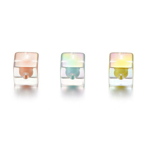 Perles cubiques transparentes colorées en acrylique, carrées de 6mm, pour la fabrication de bijoux, perles en vrac, effet aurore plaqué AB - Product Image 5
