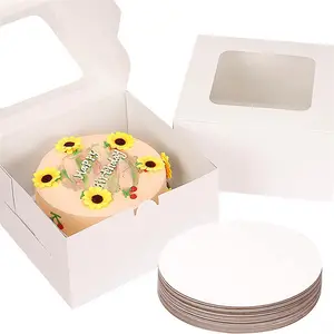 Ustom-Caja biodegradable para pastel de fresa mediana, hecha a mano, con ventana superior