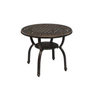 Table d'appoint extérieure en aluminium moulé, anti-rouille, finition bronze antique, pour jardin, véranda, balcon, patio, table de bistrot, utilisation en appartement - Product Image 1