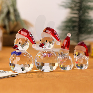 Ornement de bonhomme de neige en cristal Dartz, mini décoration de Noël en verre, cadeau artisanal pour les fêtes - Product Image 4