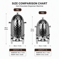 Distributeur de chocolat chaud martelé or et cuivre 12L 19L, machine à boissons en acier inoxydable avec chauffage pour café, lait, thé