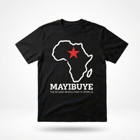 Camiseta Personalizada con Estampado de Mapa de África y Eslogan de Mayibuye, Negra, de Manga Corta, para Campaña Política, Venta al Por Mayor, Ropa, Camiseta Electoral