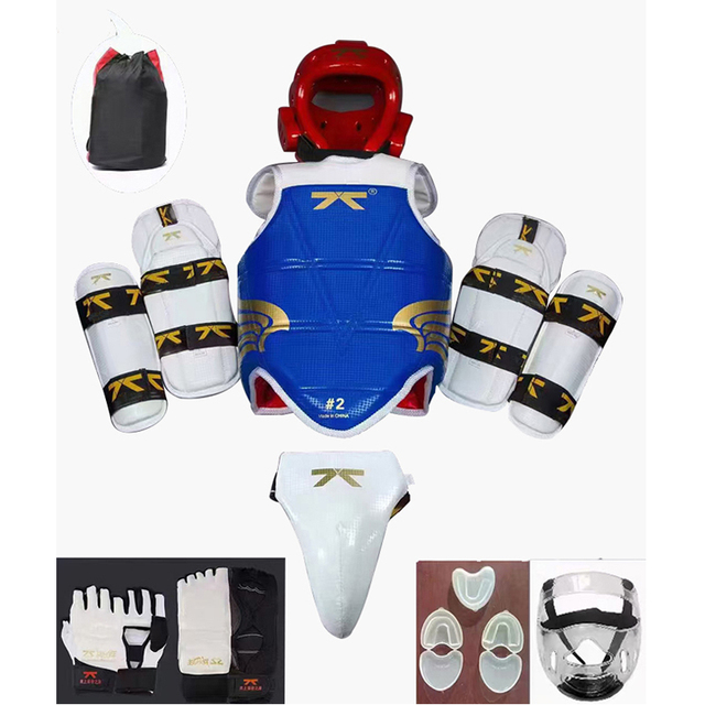 High Quality Firmway 9-Piece Durable PU+EVA+foam Taekwondo Karate Protective Gear Set Customized Logo Red Blue Equipment