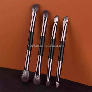 <span class=keywords><strong>Precio</strong></span> de fábrica Sombra de <span class=keywords><strong>ojos</strong></span> profesional Delineador de <span class=keywords><strong>ojos</strong></span> Juego de <span class=keywords><strong>brochas</strong></span> de maquillaje 4PCS Negro Doble cabeza Mango de aluminio Cepillos Espejo Labio Colorete - Product Image 1