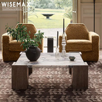 Meubles WISEMAX, meubles de salon contemporains minimalistes, table basse en marbre naturel, table centrale en bois massif pour la maison