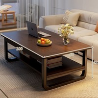 Table basse moderne en bois 100 x 60 x 42 cm avec étagère de rangement, meuble pour salon, appartement, hôtel