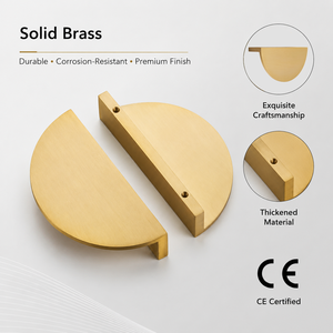 Koppalive Brushed Gold Kitchen Cabinet Pulls Brass Half Moon <strong>Matte</strong> <strong>Black</strong> Drawer <strong>Knob</strong> Minimalist Semicircle Furniture Handle - Product Image 2