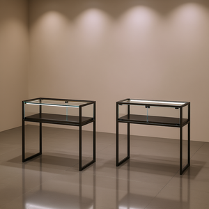 Mostrador de Exhibición de Hierro para Mesa, 95x45x95cm, Negro Bronce, con Vitrina de Vidrio y Sistema de Iluminación - Product Image 3