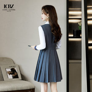 Falda plisada <span class=keywords><strong>para</strong></span> mujer de escuela secundaria, uniforme de clase de escuela técnica, traje de maestro de jardín de infantes, traje de uniforme escolar de estilo uniforme - Product Image 3