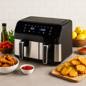 Grande <span class=keywords><strong>friteuse</strong></span> à air nouvelle génération avec écran LED, double <span class=keywords><strong>friteuse</strong></span> à air, <span class=keywords><strong>facile</strong></span> à <span class=keywords><strong>nettoyer</strong></span>, haute qualité, 1700 W, <span class=keywords><strong>friteuse</strong></span> à air électrique KA01003 - Product Image 1