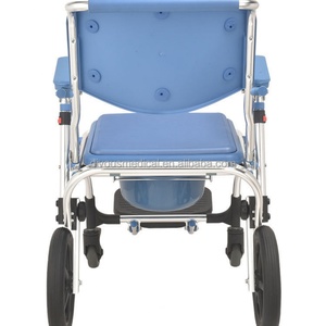 Chaise de toilette en aluminium avec roulettes, chaise de douche pour salle de bain, fauteuil roulant commode - Product Image 5