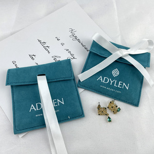 Emballage personnalisé pour cadeaux, enveloppe en velours, sac en microfibre suédée, pochettes à bijoux avec cartes d'insertion pour présentation de bijoux, logo imprimé - Product Image 5