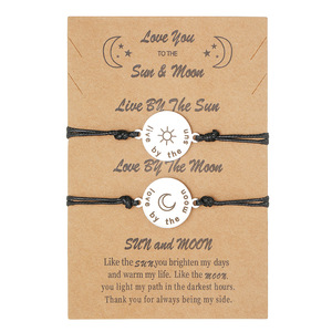 Sun And Moon <b>Couple</b> <b>Bracelets</b> Stainless Steel Braided Unisex Gift Jewelry For Valentine's Day - Product Image 1
