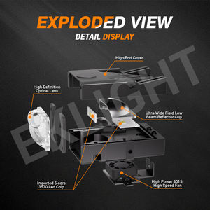 Min 45W Puissant Led Grille Lumières Ventilateur Refroidissement Conduite Led Lumière Blanc Jaune Brouillard Led Lumière pour Véhicule Tout-Terrain Camion SUV - Product Image 2