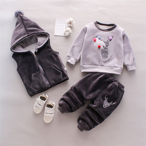 Conjuntos de Ropa para Bebés a la Moda, Conjunto de Invierno y Otoño para Niñas, Pantalones + Suéter + Chaleco con Capucha, 3 Piezas, Conjuntos de Ropa para Niños, Gran Venta - Product Image 2