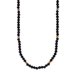 Collar de cuentas negras de acero inoxidable, diseño simple, forma geométrica, joyería para mujer, accesorio de moda - Product Image 1