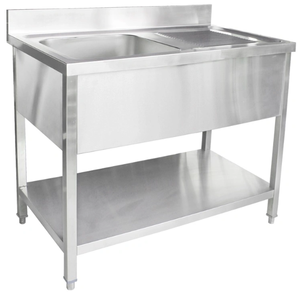 VICTORY Évier double en acier inoxydable de haute qualité avec plinthe pour hôtels et restaurants - Product Image 4