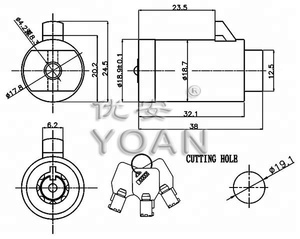 Cylindre de serrure tubulaire en alliage de zinc pour distributeur automatique, système de sécurité pour guichet automatique, insert de cylindre pour armoire ATM, système KA/KD MK, finition chromée brillante - Product Image 6