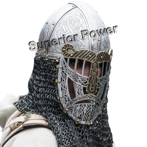 Viking et gravé casque en acier doux couleur argent pour le Combat cadeaux faits à la main pour casques - Product Image 1