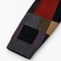 OEM Benutzerdefiniertes Logo Herren Patchwork Strick-Cardigan Wolle-Baumwoll-Mischung Gemischte Textur Knopfleiste Vorne Pullover