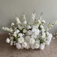 Chemin de table floral artificiel blanc avec roses pour allée de mariage, décoration de scène, toile de fond et événements festifs