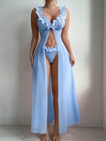 Chemise de nuit transparente en maille sexy pour femme, lingerie et nuisette