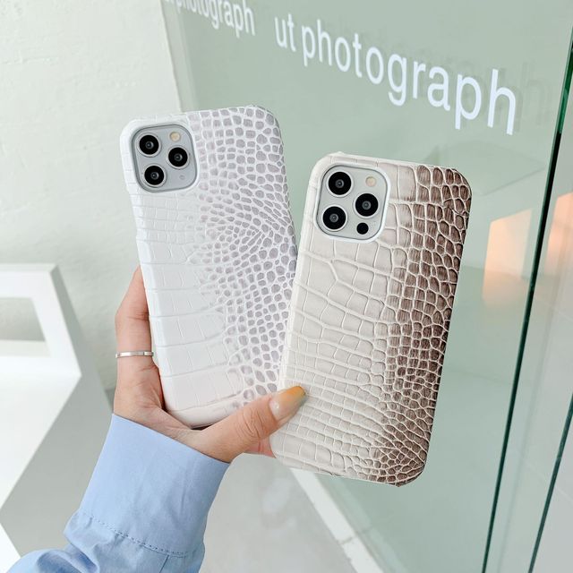 Zenos Half-Pack Crocodile Gradient Pattern PU Leather Phone Case for IPhone14 15 Series Protective Mobile Phone Cover