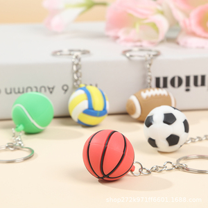 Porte-clés sportif en caoutchouc PVC avec logo personnalisé QYS, ballon de baseball, football, tennis, soccer 3D - Product Image 4