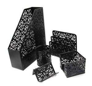 School Home Supplies <b>Power</b> Coated Wire <b>Mesh</b> Desktop Accessories 5pcs Office Magazine Holder Desk Set - Product Image 1