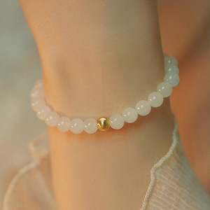 White Jade <b>Bead</b> <b>Bracelet</b> For Women Round <b>Beads</b> Minimalist Design Thin Full <b>Bead</b> <b>Bracelet</b> Everyday Wear - Product Image 4