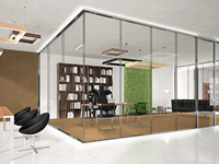 Modern Frameless Clear Transparent Glass Partition Wall Sound Absorption for Office School Warehouse Workshop-Movable Modular