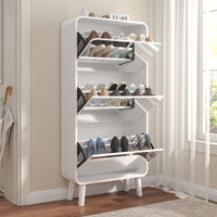 Zapatero ultrafino de doble capa con 3 compartimentos, mueble de almacenamiento de zapatos con tapa abatible para el hogar, venta al por mayor