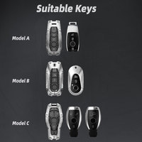 Compatible avec Mercedes Benz Key Fob Cover Car Key Case Protector Holder EQB EQE EQS SUV Maybach Silver Black Accessories