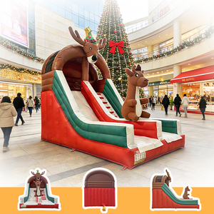 Toboggan gonflable en forme de cerf sur le thème de Noël pour un plaisir familial festif avec des caractéristiques de château gonflable et une décoration de jardin de Noël - Product Image 4