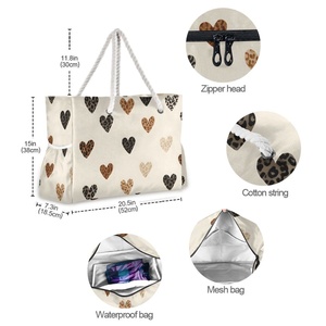Fashion Custom Print Casual Open-Closure <b>Beach</b> Tote <b>Bags</b> with Waterproof Lining Handbag <b>for</b> Women Spring Vacations - Product Image 4