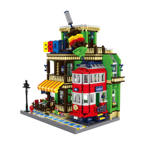Set di Costruzioni Modern Street View Diner 1922 Pezzi, Modello Ristorante BBQ e <span class=keywords><strong>Tram</strong></span>, Mattoncini MOC da Costruzione, <span class=keywords><strong>Giocattolo</strong></span> da Collezione per Adulti - Product Image 1